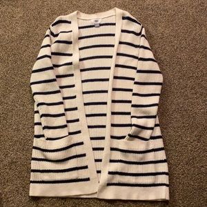 Old Navy white and navy striped cardigan